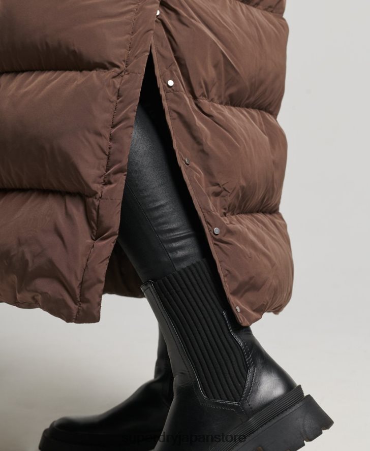 フード付きマキシダウンコート 女性 Superdry 衣類 茶色 2J62PZ3579