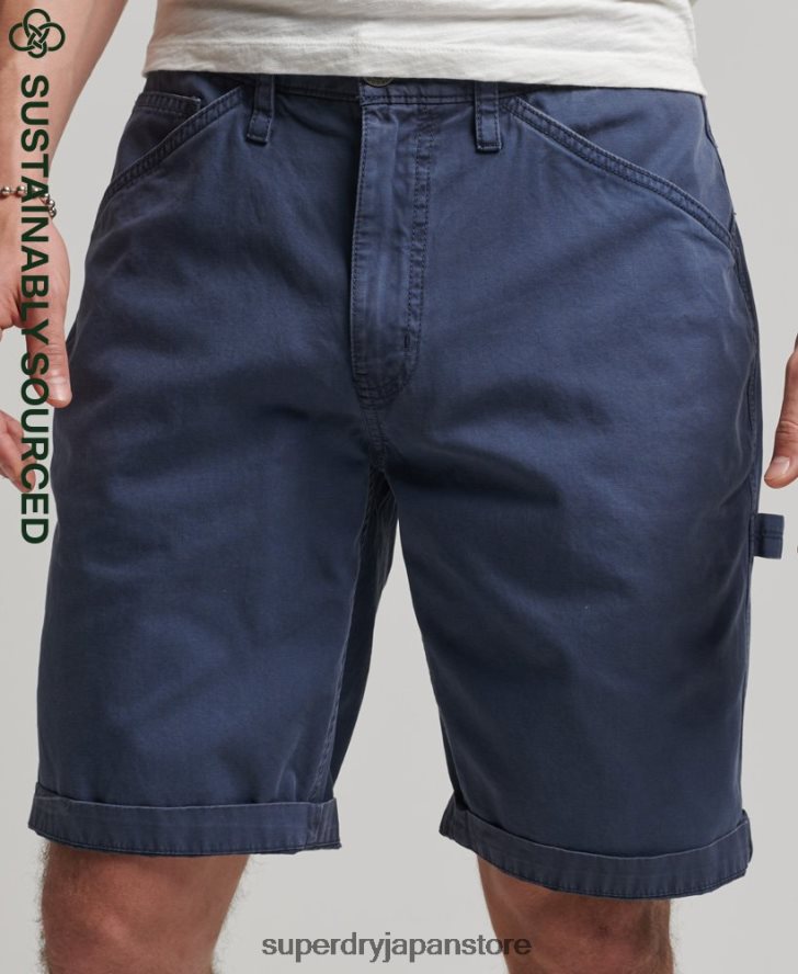 オーガニックコットン ヴィンテージ カーペンター ショーツ 男性 Superdry 衣類 海軍 2J62PZ358