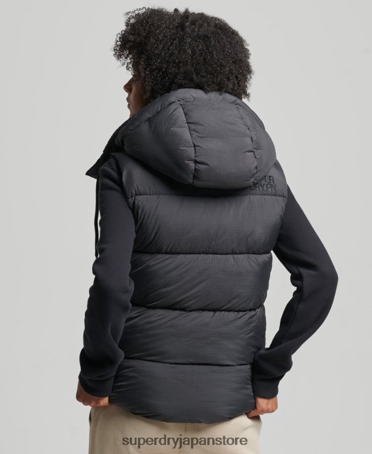 タッチライン パッド入りショートジレ 女性 Superdry 衣類 黒 2J62PZ3581