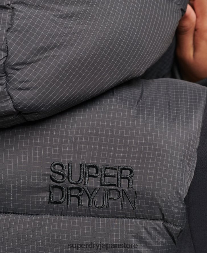 タッチライン パッド入りショートジレ 女性 Superdry 衣類 黒 2J62PZ3581