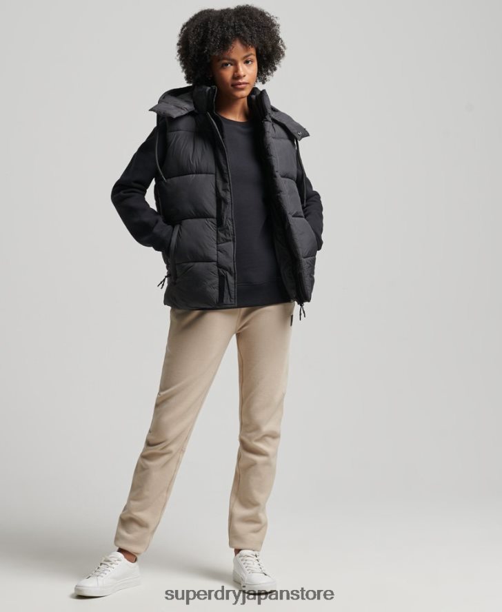 タッチライン パッド入りショートジレ 女性 Superdry 衣類 黒 2J62PZ3581