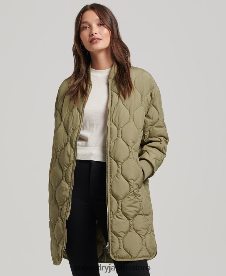 延縄キルティングコート 女性 Superdry 衣類 緑 2J62PZ3583