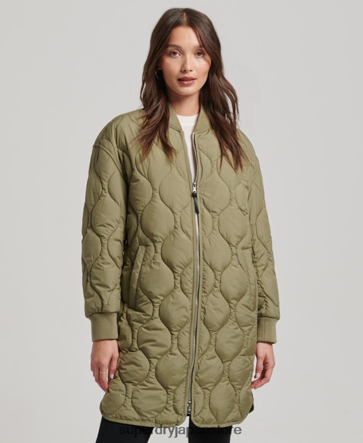 延縄キルティングコート 女性 Superdry 衣類 緑 2J62PZ3583