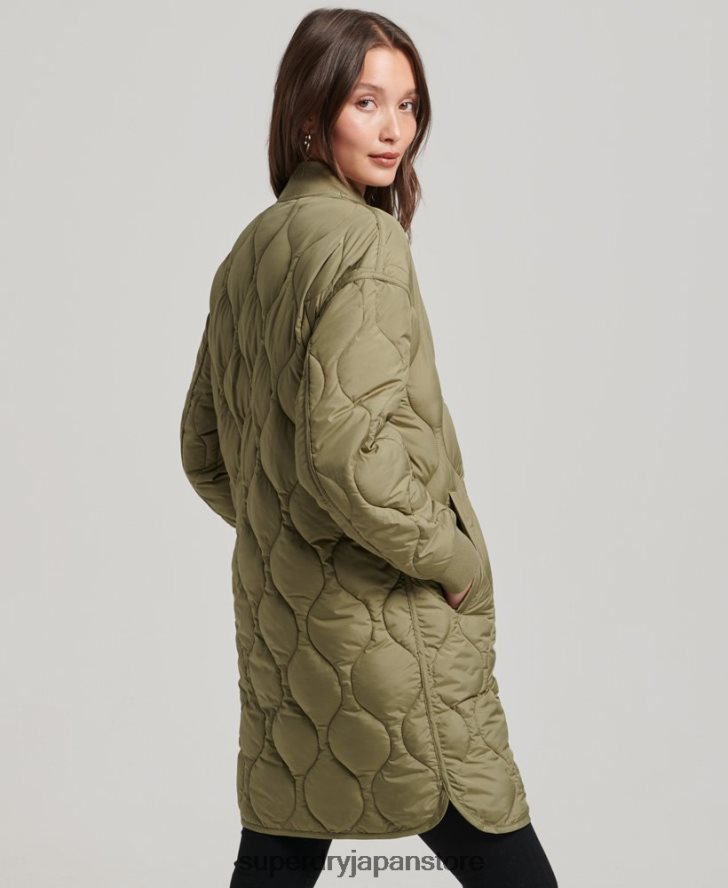 延縄キルティングコート 女性 Superdry 衣類 緑 2J62PZ3583