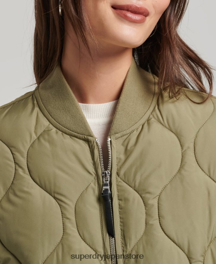 延縄キルティングコート 女性 Superdry 衣類 緑 2J62PZ3583