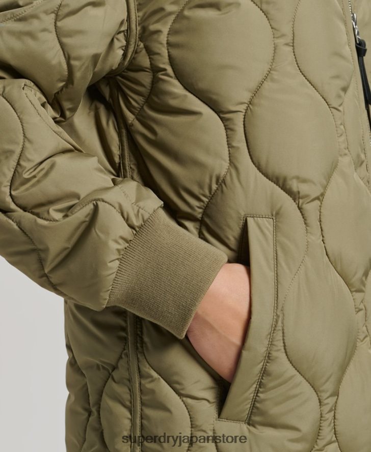 延縄キルティングコート 女性 Superdry 衣類 緑 2J62PZ3583