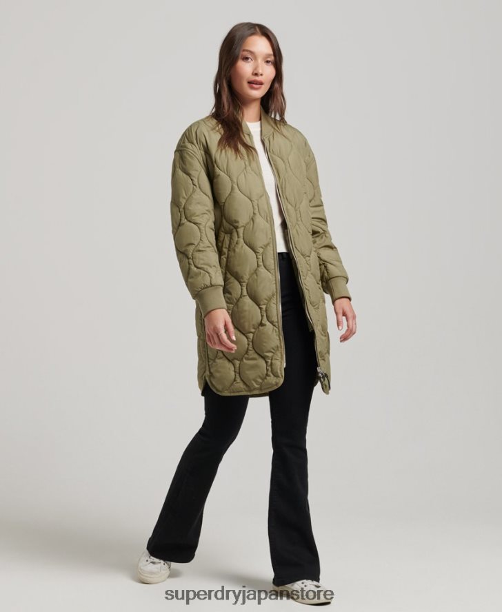 延縄キルティングコート 女性 Superdry 衣類 緑 2J62PZ3583