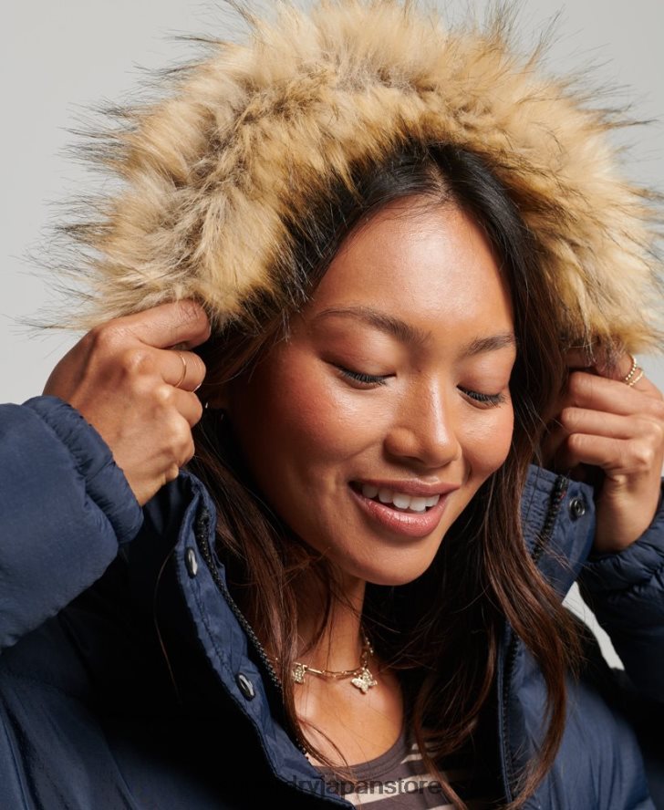 フード付きミッドレイヤーショートジャケット 女性 Superdry 衣類 海軍 2J62PZ3585