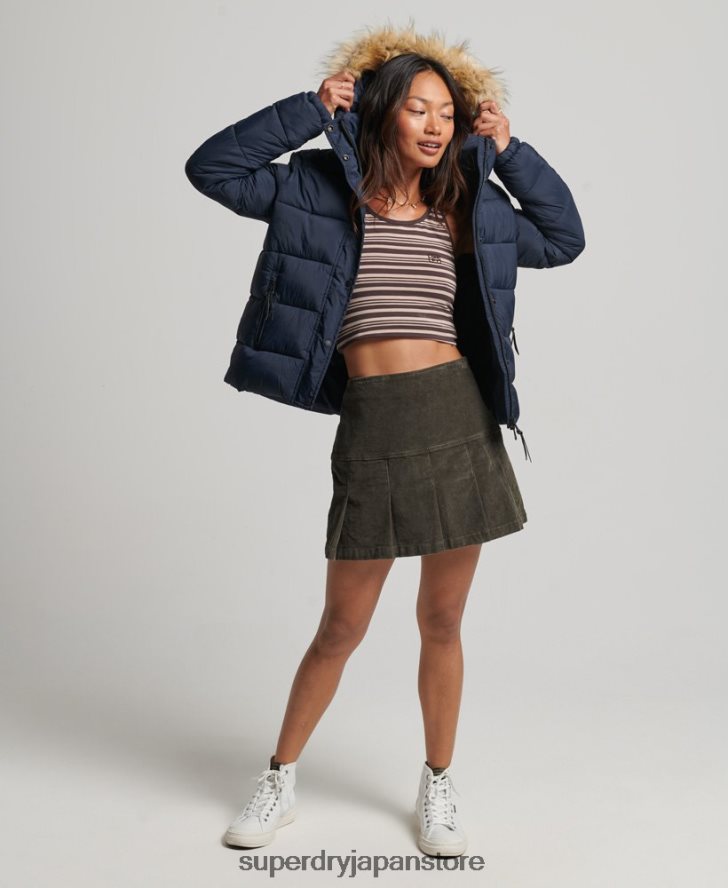 フード付きミッドレイヤーショートジャケット 女性 Superdry 衣類 海軍 2J62PZ3585