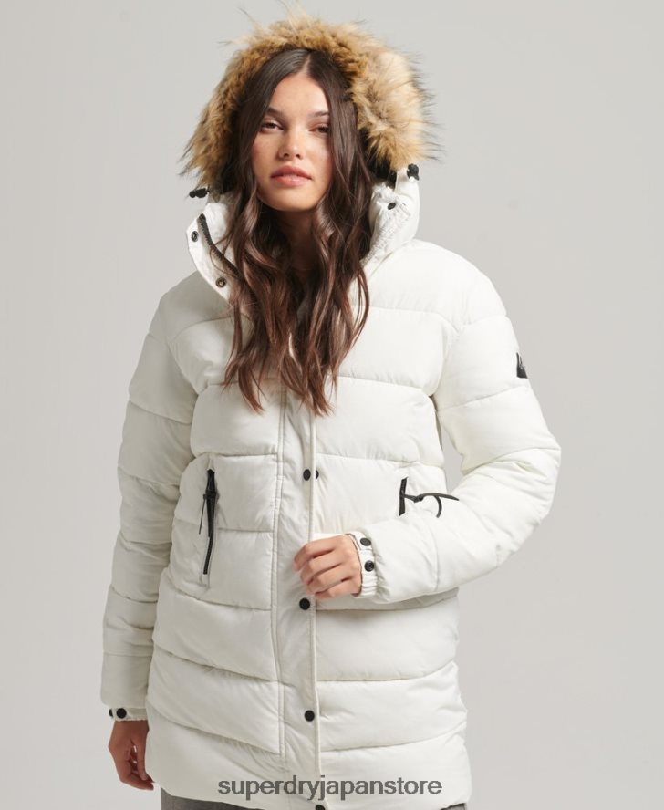 フード付きミッドレイヤーミッドコート 女性 Superdry 衣類 白 2J62PZ3586