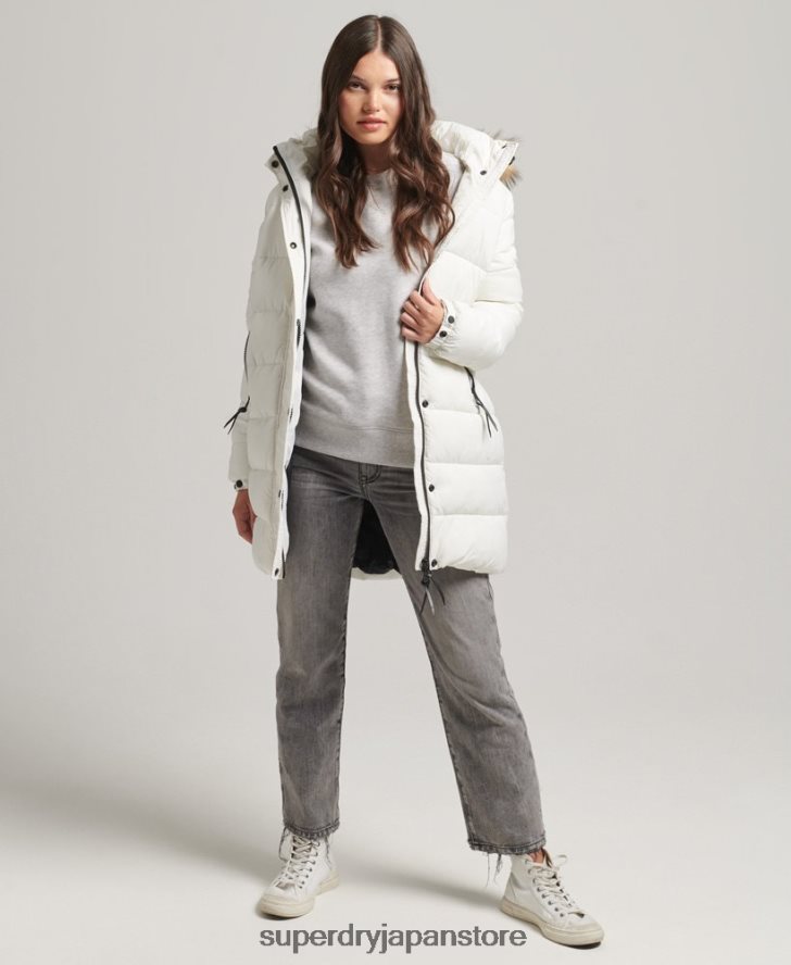 フード付きミッドレイヤーミッドコート 女性 Superdry 衣類 白 2J62PZ3586