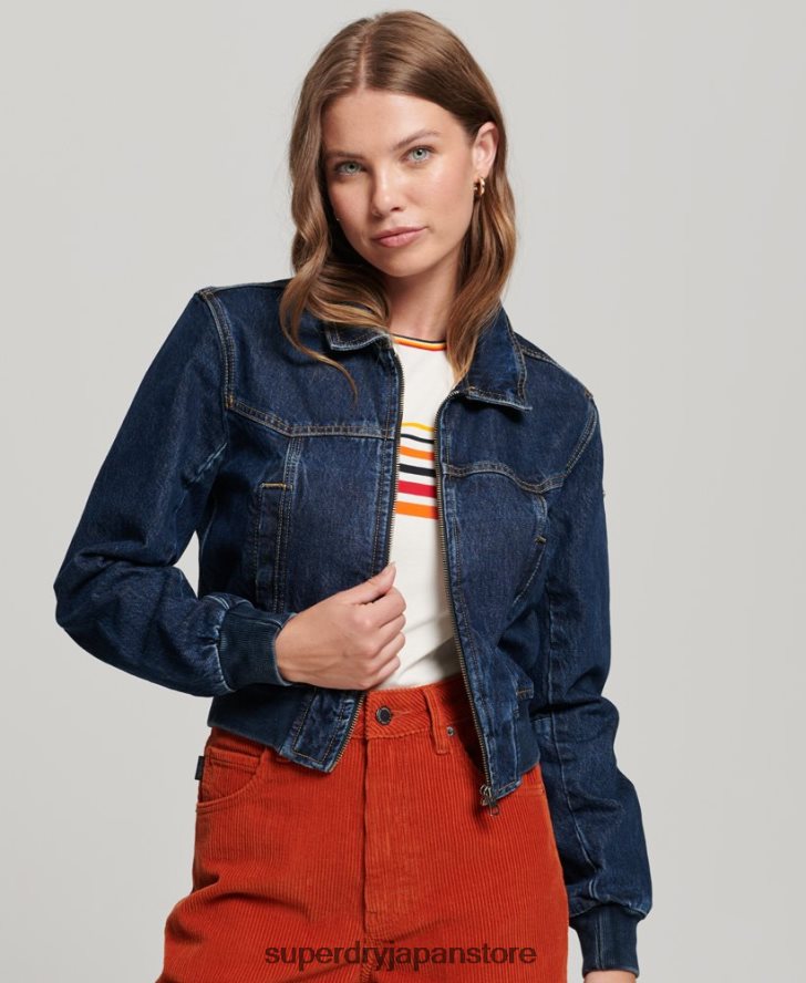 インディークラブデニムジャケット 女性 Superdry 衣類 濃紺 2J62PZ3589