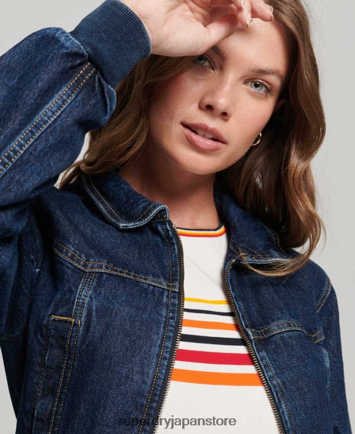 インディークラブデニムジャケット 女性 Superdry 衣類 濃紺 2J62PZ3589