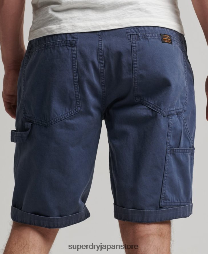 オーガニックコットン ヴィンテージ カーペンター ショーツ 男性 Superdry 衣類 海軍 2J62PZ358