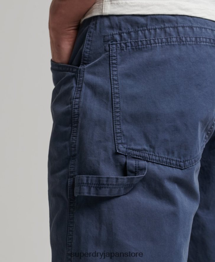 オーガニックコットン ヴィンテージ カーペンター ショーツ 男性 Superdry 衣類 海軍 2J62PZ358