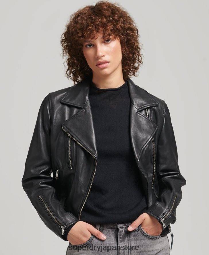 レザーバイカージャケット 女性 Superdry 衣類 黒 2J62PZ3590