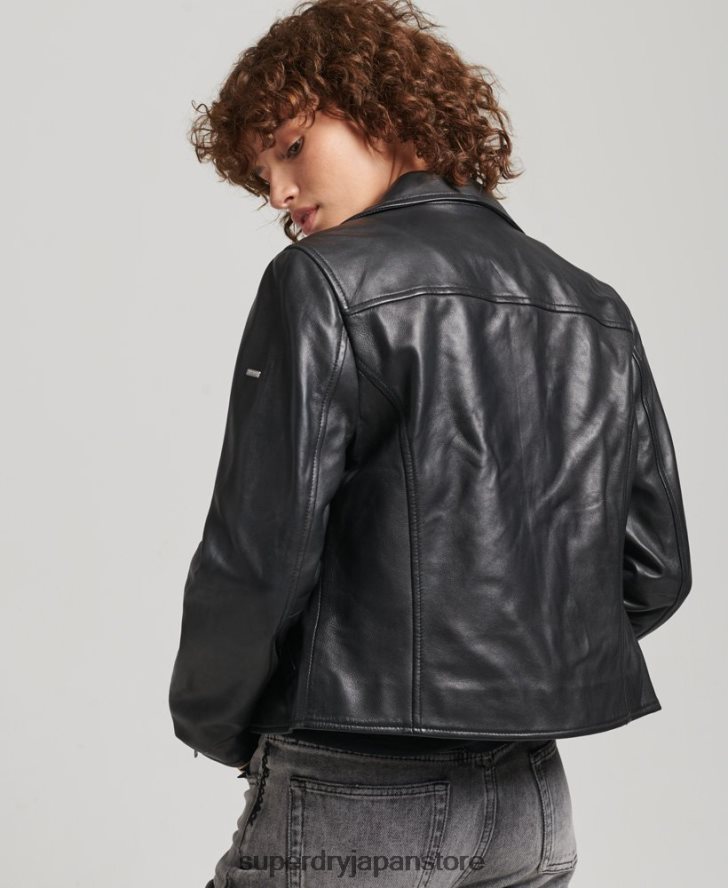 レザーバイカージャケット 女性 Superdry 衣類 黒 2J62PZ3590