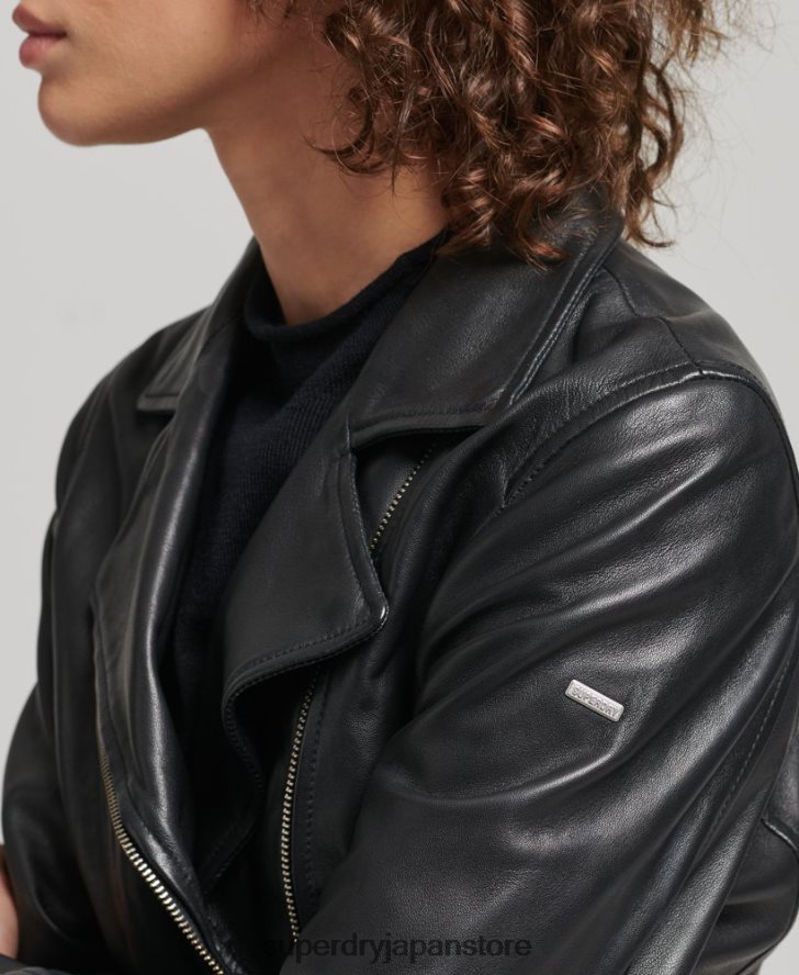 レザーバイカージャケット 女性 Superdry 衣類 黒 2J62PZ3590