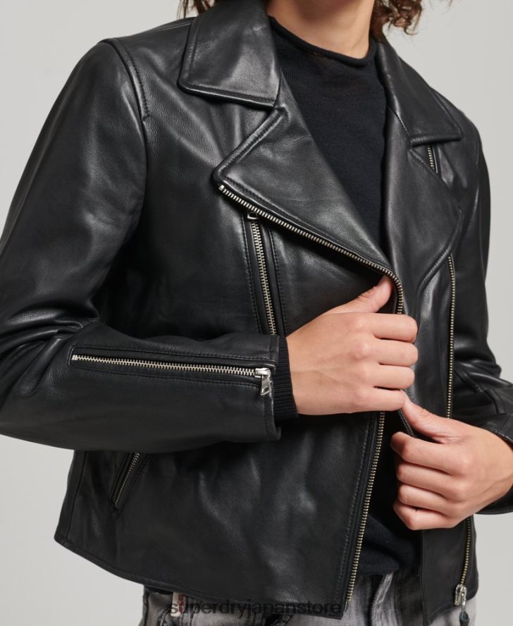 レザーバイカージャケット 女性 Superdry 衣類 黒 2J62PZ3590