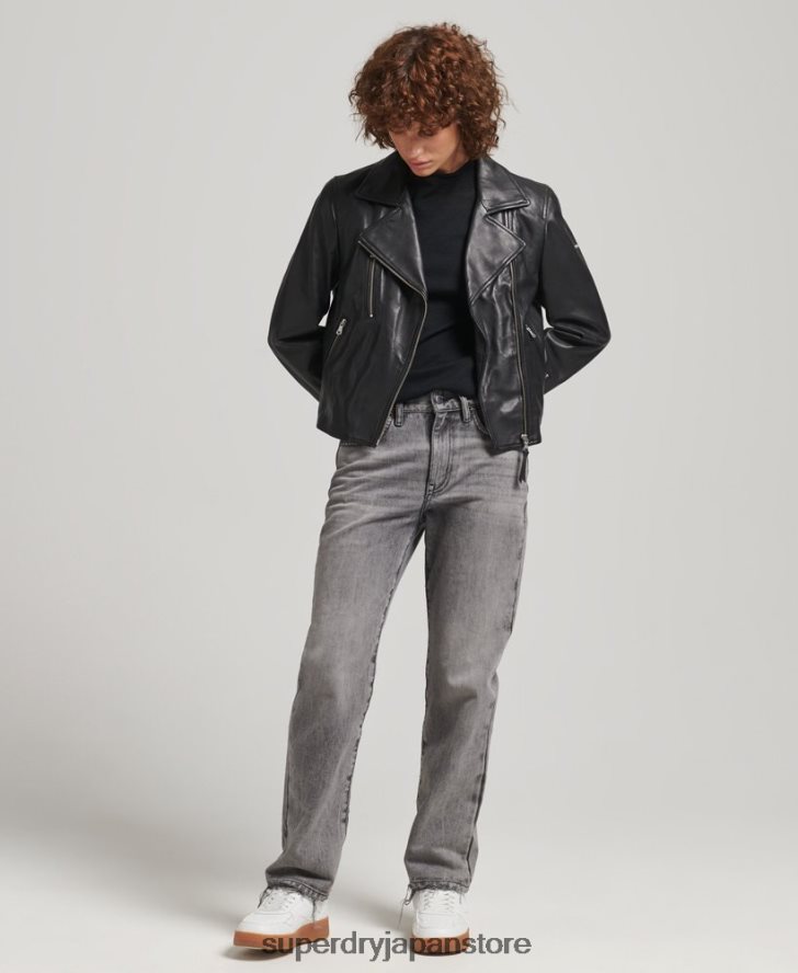 レザーバイカージャケット 女性 Superdry 衣類 黒 2J62PZ3590
