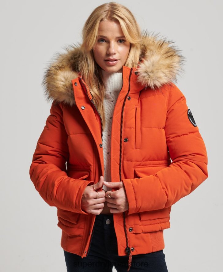 エベレスト フード付きパファーボンバージャケット 女性 Superdry 衣類 オレンジ 2J62PZ3591