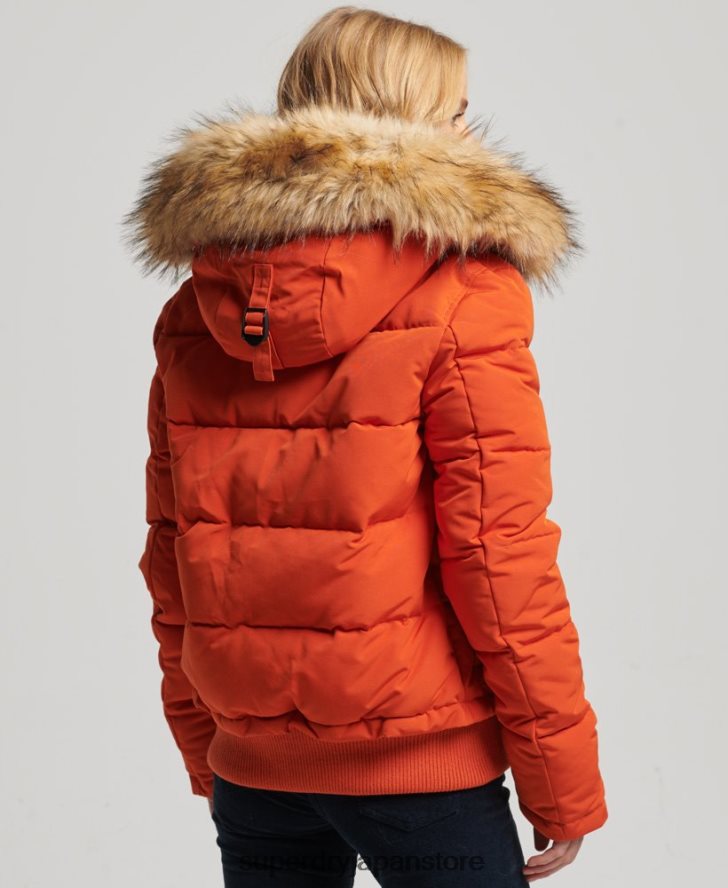 エベレスト フード付きパファーボンバージャケット 女性 Superdry 衣類 オレンジ 2J62PZ3591