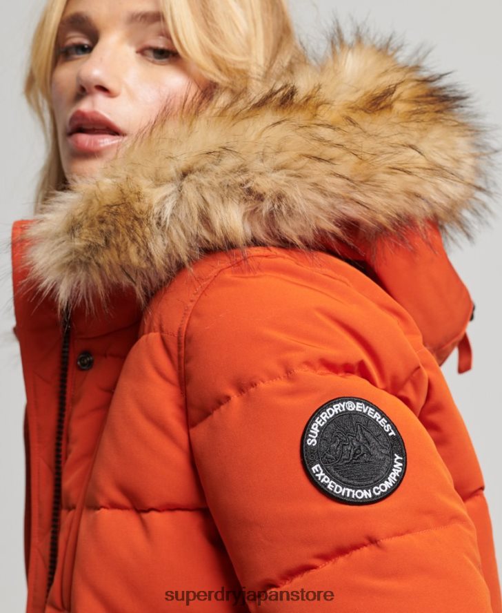 エベレスト フード付きパファーボンバージャケット 女性 Superdry 衣類 オレンジ 2J62PZ3591