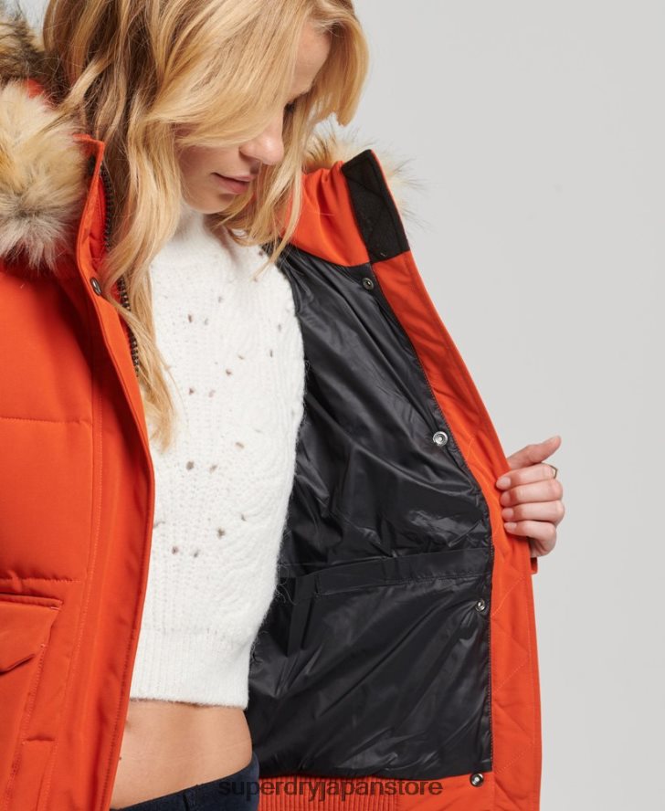 エベレスト フード付きパファーボンバージャケット 女性 Superdry 衣類 オレンジ 2J62PZ3591