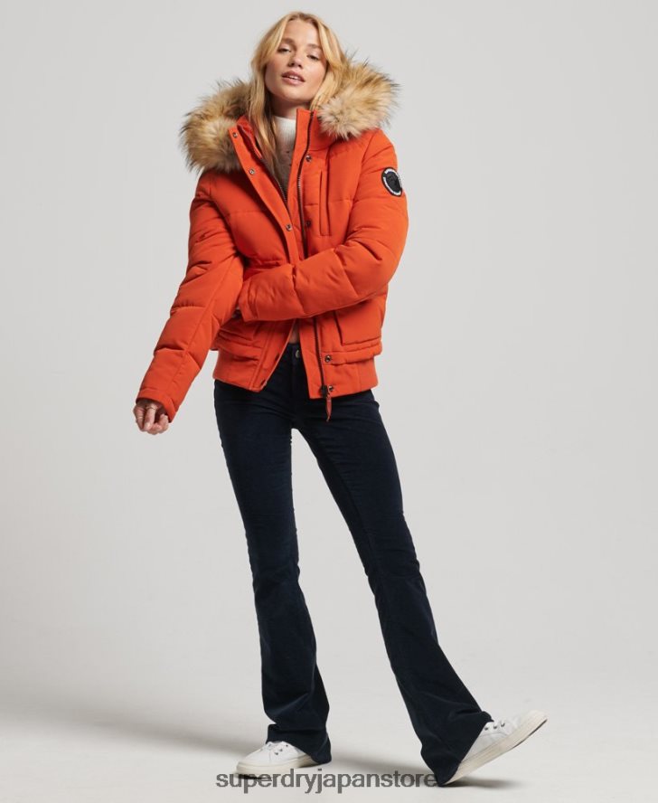 エベレスト フード付きパファーボンバージャケット 女性 Superdry 衣類 オレンジ 2J62PZ3591