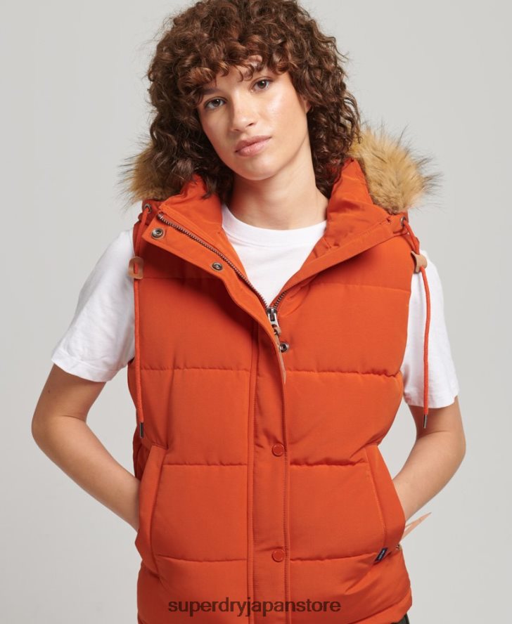 エベレスト フェイクファージレ 女性 Superdry 衣類 オレンジ 2J62PZ3592