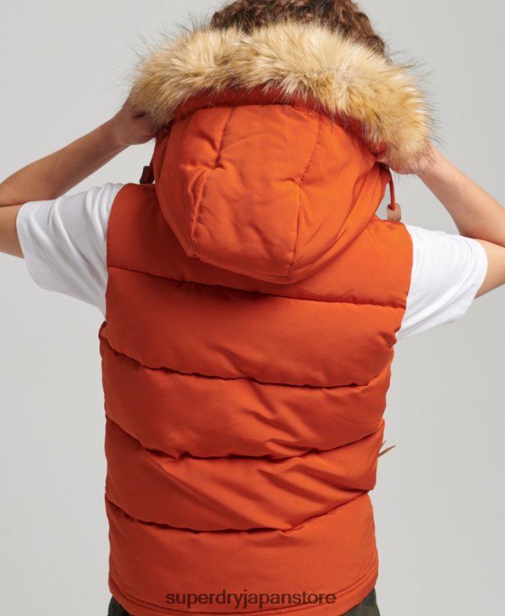 エベレスト フェイクファージレ 女性 Superdry 衣類 オレンジ 2J62PZ3592
