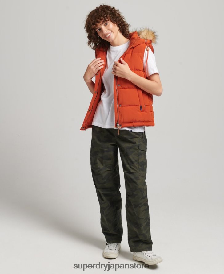 エベレスト フェイクファージレ 女性 Superdry 衣類 オレンジ 2J62PZ3592