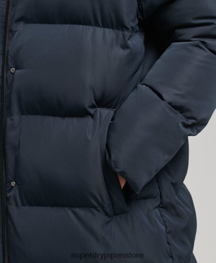 フード付きマキシダウンコート 女性 Superdry 衣類 海軍 2J62PZ3594