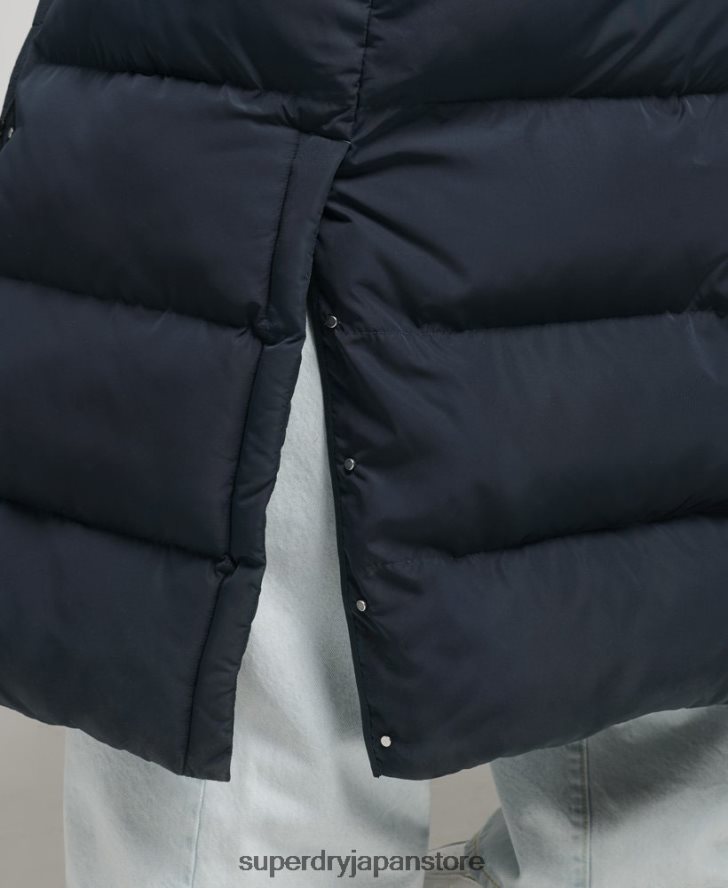 フード付きマキシダウンコート 女性 Superdry 衣類 海軍 2J62PZ3594