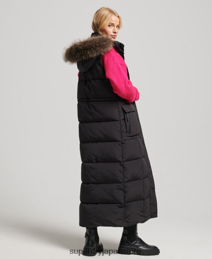 フード付きフェイクファー延縄パファージレ 女性 Superdry 衣類 黒 2J62PZ3596