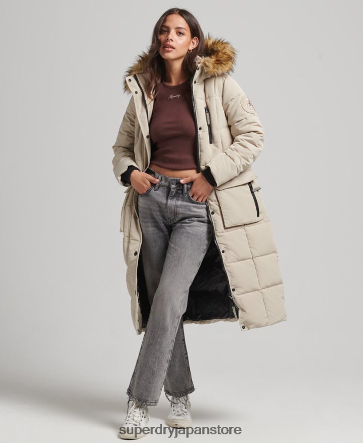 延縄フェイクファーエベレストコート 女性 Superdry 衣類 クリーム 2J62PZ3601