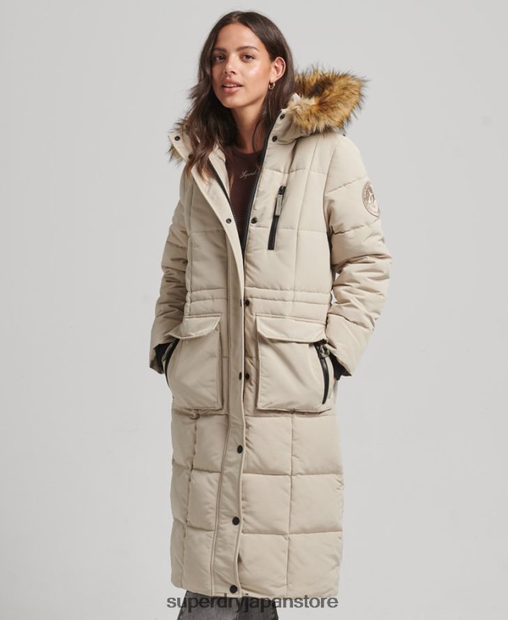 延縄フェイクファーエベレストコート 女性 Superdry 衣類 クリーム 2J62PZ3601