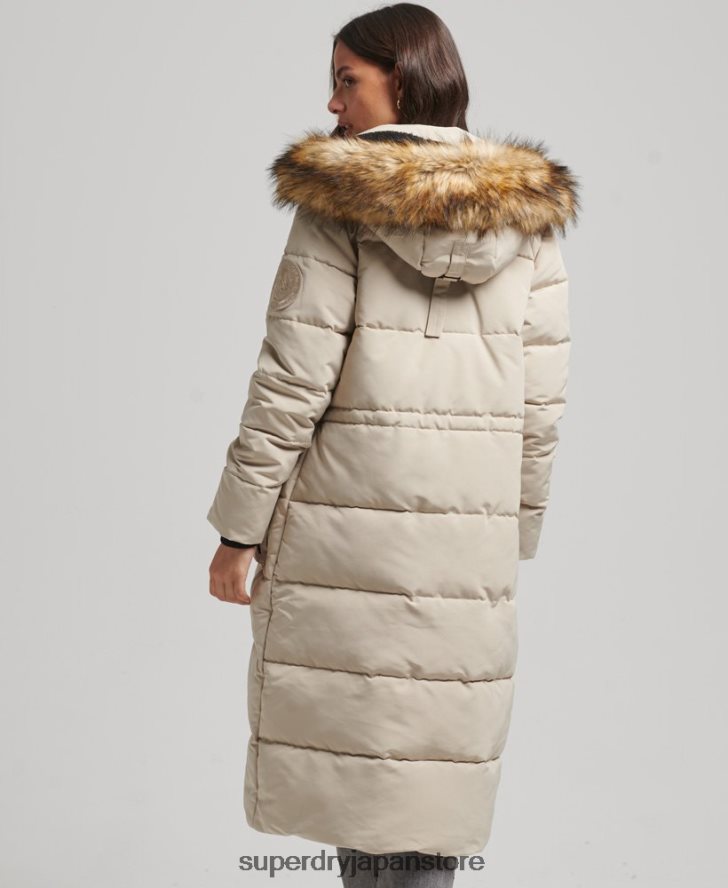 延縄フェイクファーエベレストコート 女性 Superdry 衣類 クリーム 2J62PZ3601
