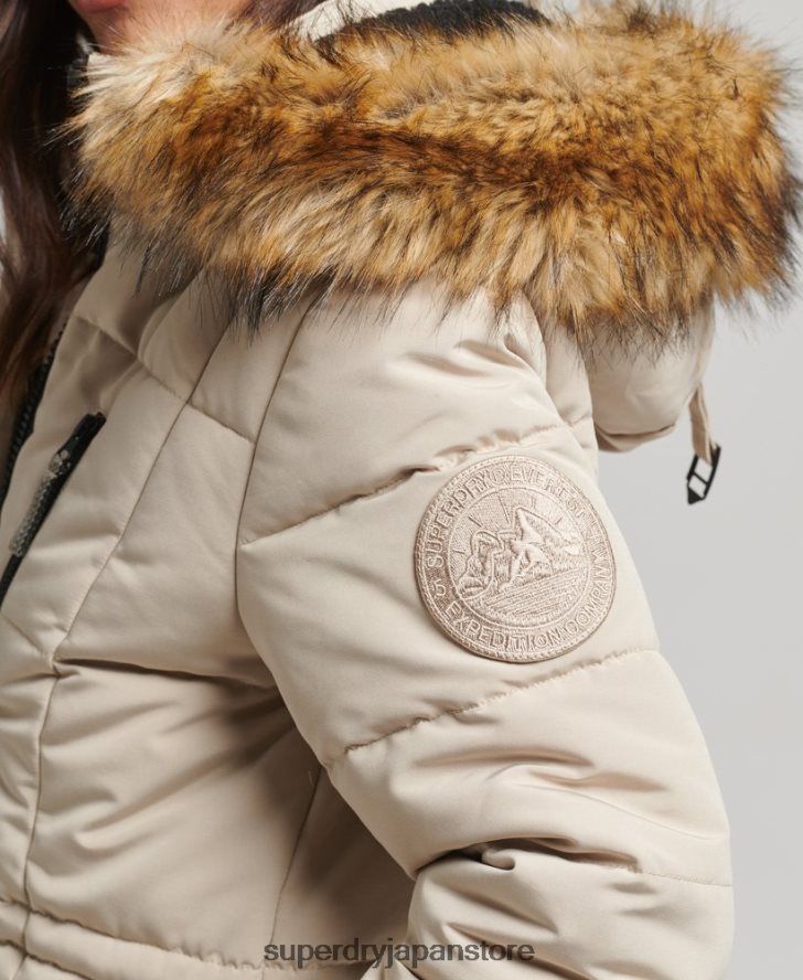 延縄フェイクファーエベレストコート 女性 Superdry 衣類 クリーム 2J62PZ3601