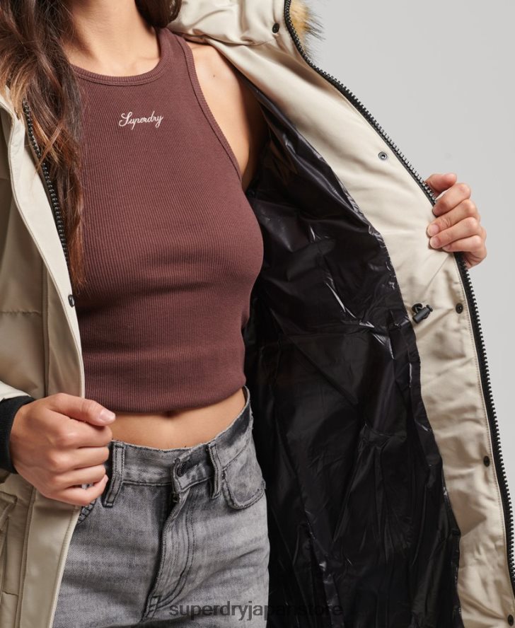 延縄フェイクファーエベレストコート 女性 Superdry 衣類 クリーム 2J62PZ3601
