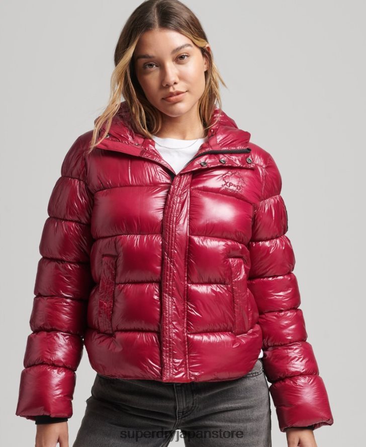 フード付きシャインスポーツパファージャケット 女性 Superdry 衣類 ピンク 2J62PZ3607