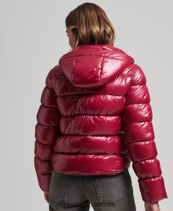 フード付きシャインスポーツパファージャケット 女性 Superdry 衣類 ピンク 2J62PZ3607