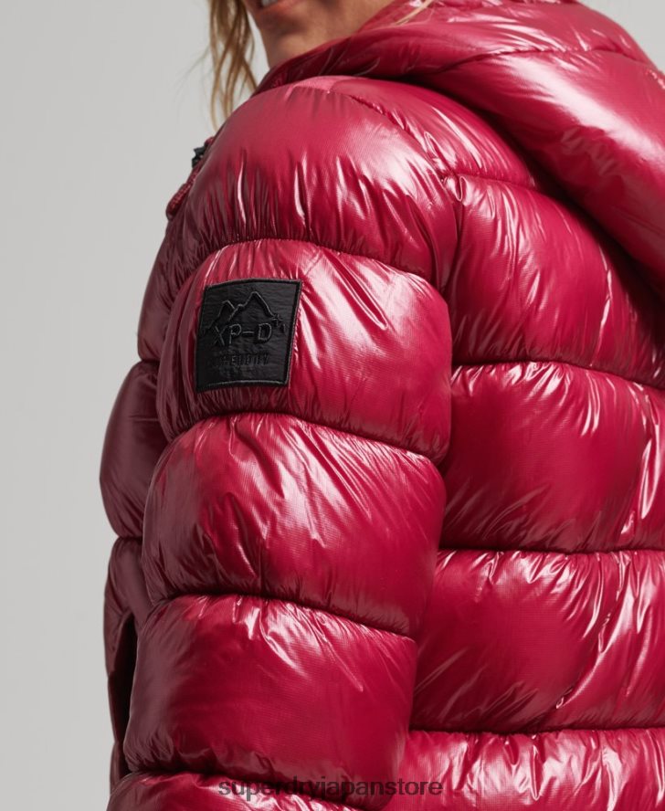 フード付きシャインスポーツパファージャケット 女性 Superdry 衣類 ピンク 2J62PZ3607