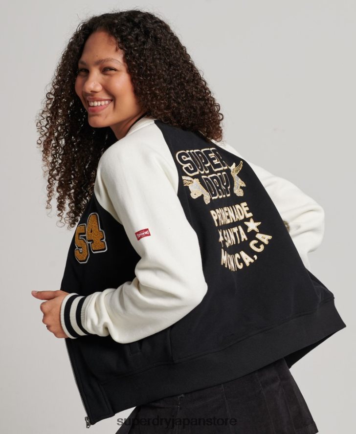 スクリプトカレッジボンバージャケット 女性 Superdry 衣類 黒 2J62PZ3609