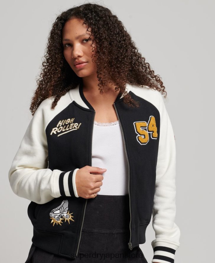スクリプトカレッジボンバージャケット 女性 Superdry 衣類 黒 2J62PZ3609