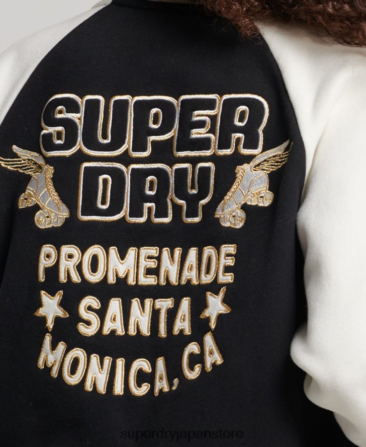スクリプトカレッジボンバージャケット 女性 Superdry 衣類 黒 2J62PZ3609