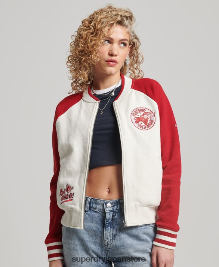 スクリプトカレッジボンバージャケット 女性 Superdry 衣類 白 2J62PZ3610