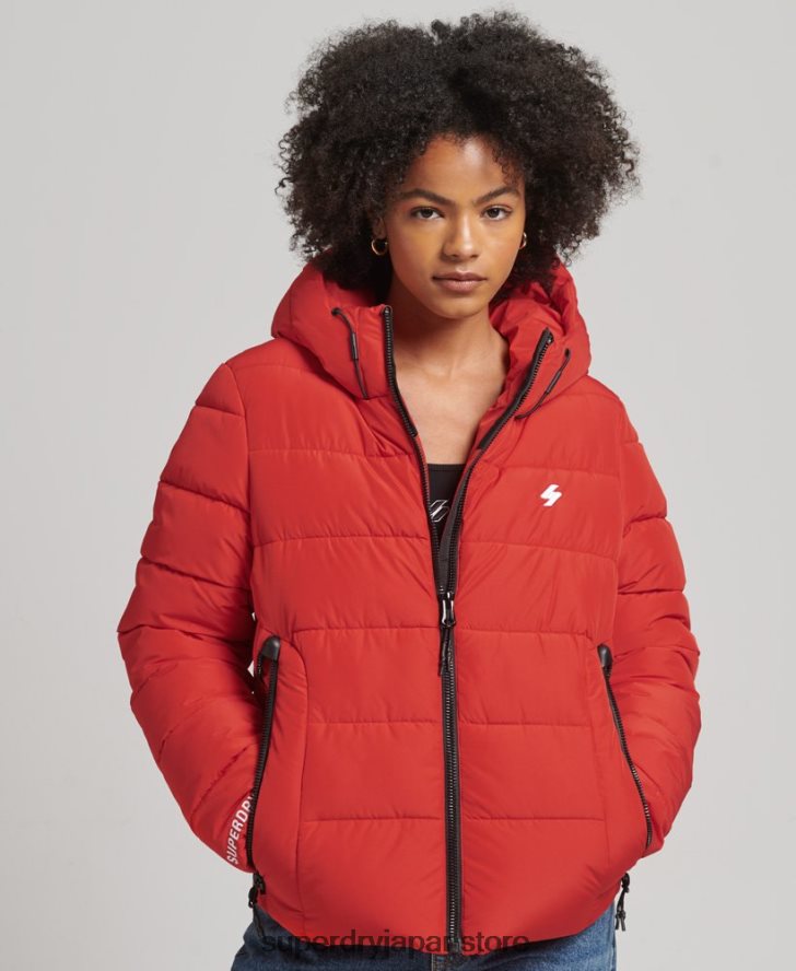 フード付きスピリットスポーツダウンジャケット 女性 Superdry 衣類 赤 2J62PZ3612
