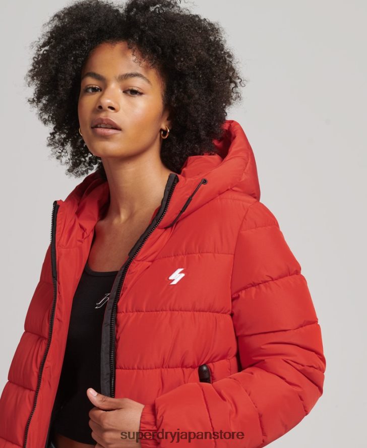フード付きスピリットスポーツダウンジャケット 女性 Superdry 衣類 赤 2J62PZ3612
