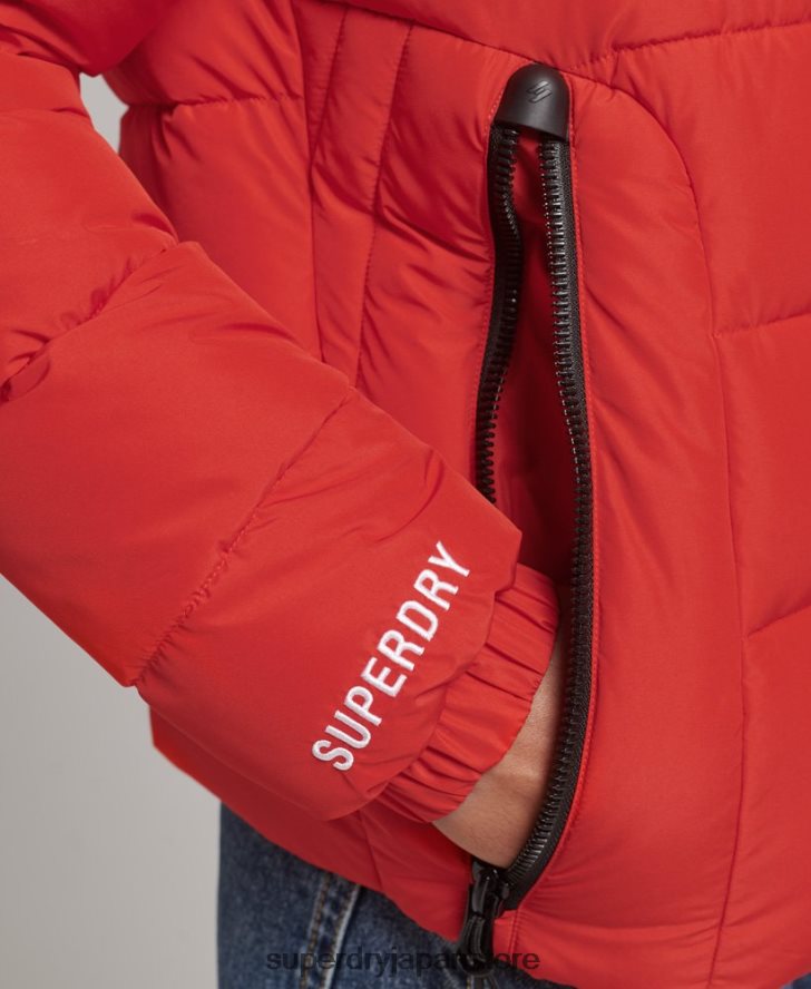 フード付きスピリットスポーツダウンジャケット 女性 Superdry 衣類 赤 2J62PZ3612